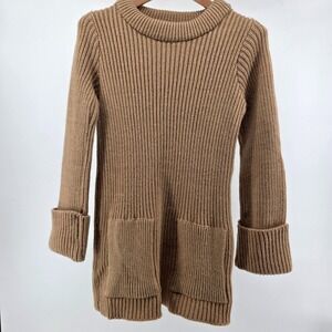 VTG Sears 70s Ribbed Knit Sweater Brown Women Small Heritage‎ Grannycore Pockets